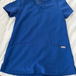 Winning Blue FIGS Two Pocket Scrub Top